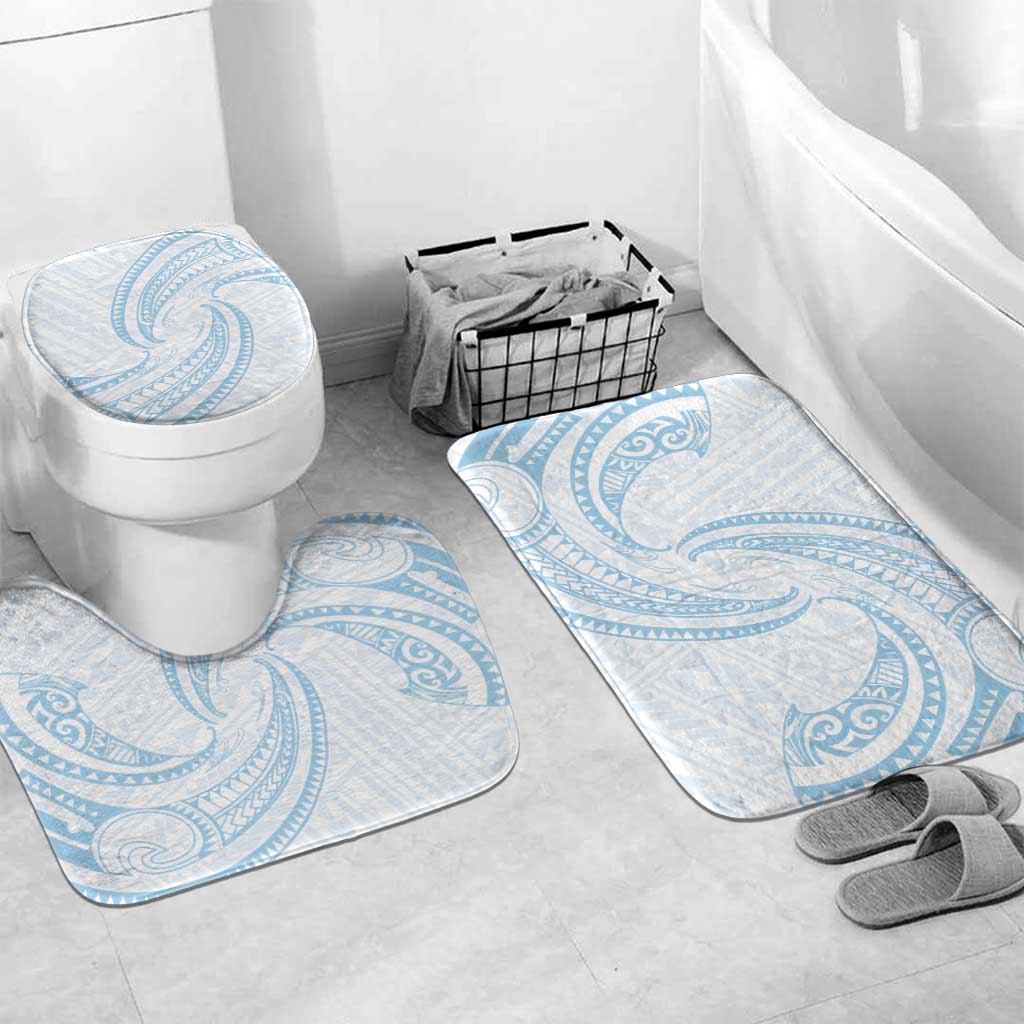 White Sunday Lotu Tamaiti Bathroom Set Polynesian Wave Pastel Sky Blue - Polynesian Pride
