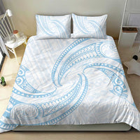 White Sunday Lotu Tamaiti Bedding Set Polynesian Wave Pastel Sky Blue - Polynesian Pride