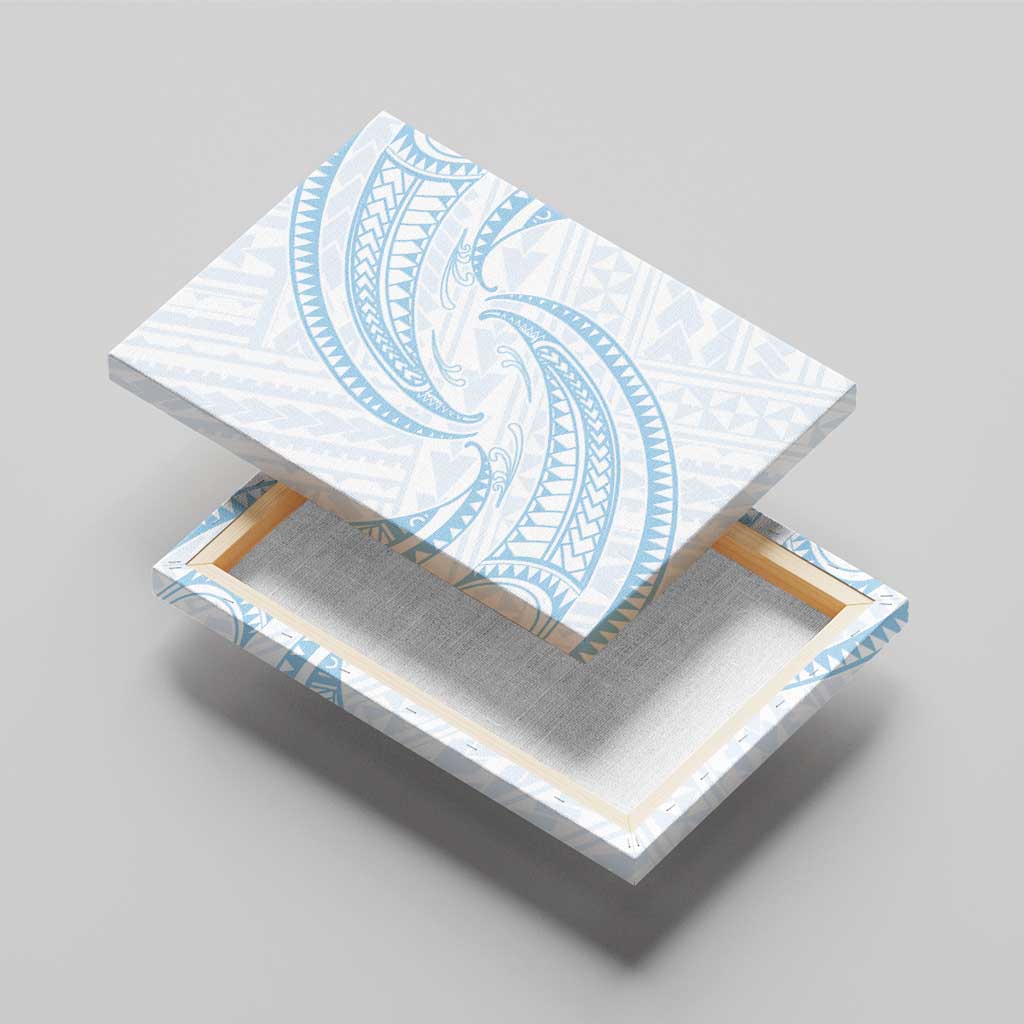 White Sunday Lotu Tamaiti Canvas Wall Art Polynesian Wave Pastel Sky Blue - Polynesian Pride