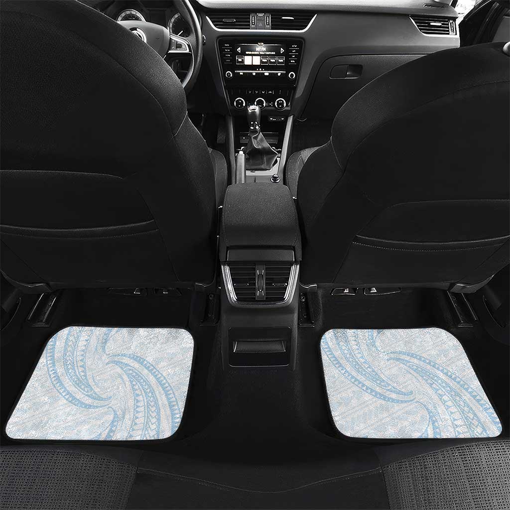 White Sunday Lotu Tamaiti Car Mats Polynesian Wave Pastel Sky Blue - Polynesian Pride