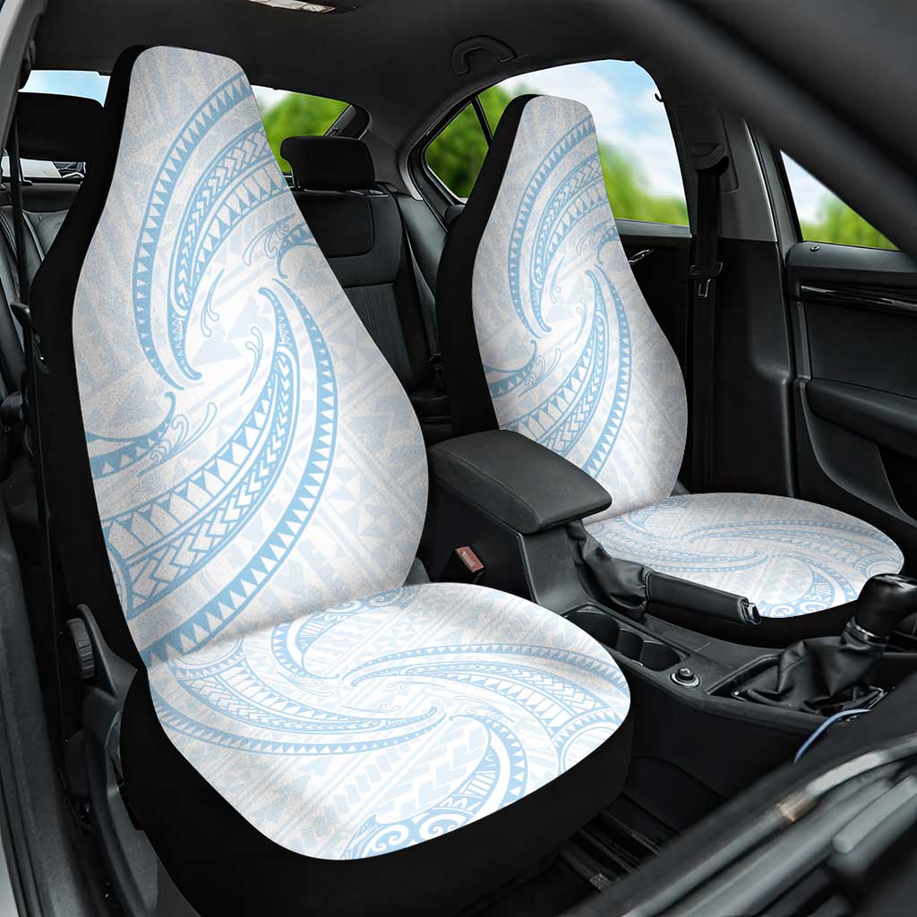 White Sunday Lotu Tamaiti Car Seat Cover Polynesian Wave Pastel Sky Blue - Polynesian Pride