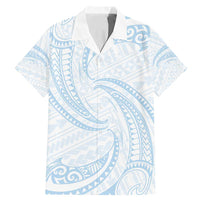 White Sunday Lotu Tamaiti Family Matching Mermaid Dress and Hawaiian Shirt Polynesian Wave Pastel Sky Blue - Polynesian Pride
