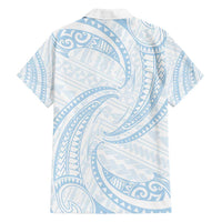 White Sunday Lotu Tamaiti Family Matching Puletasi and Hawaiian Shirt Polynesian Wave Pastel Sky Blue - Polynesian Pride