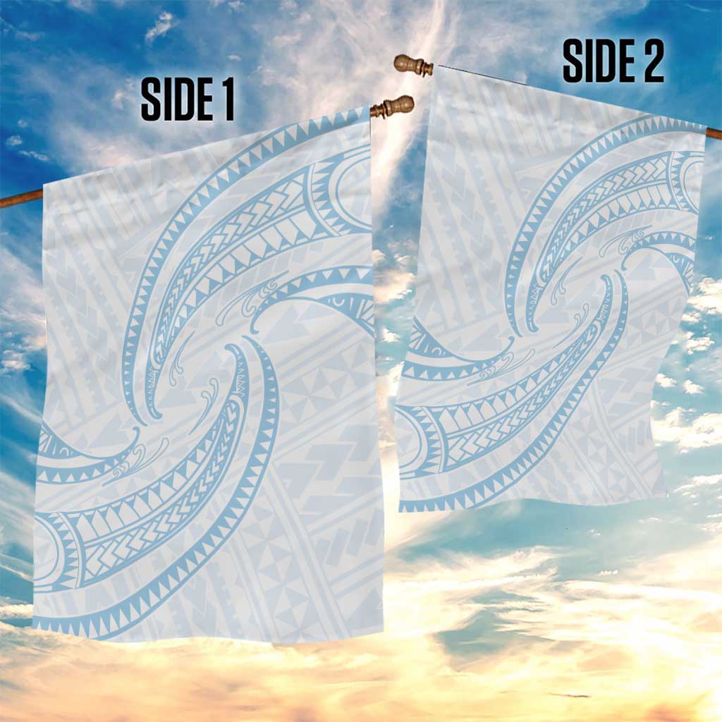 White Sunday Lotu Tamaiti Garden Flag Polynesian Wave Pastel Sky Blue - Polynesian Pride
