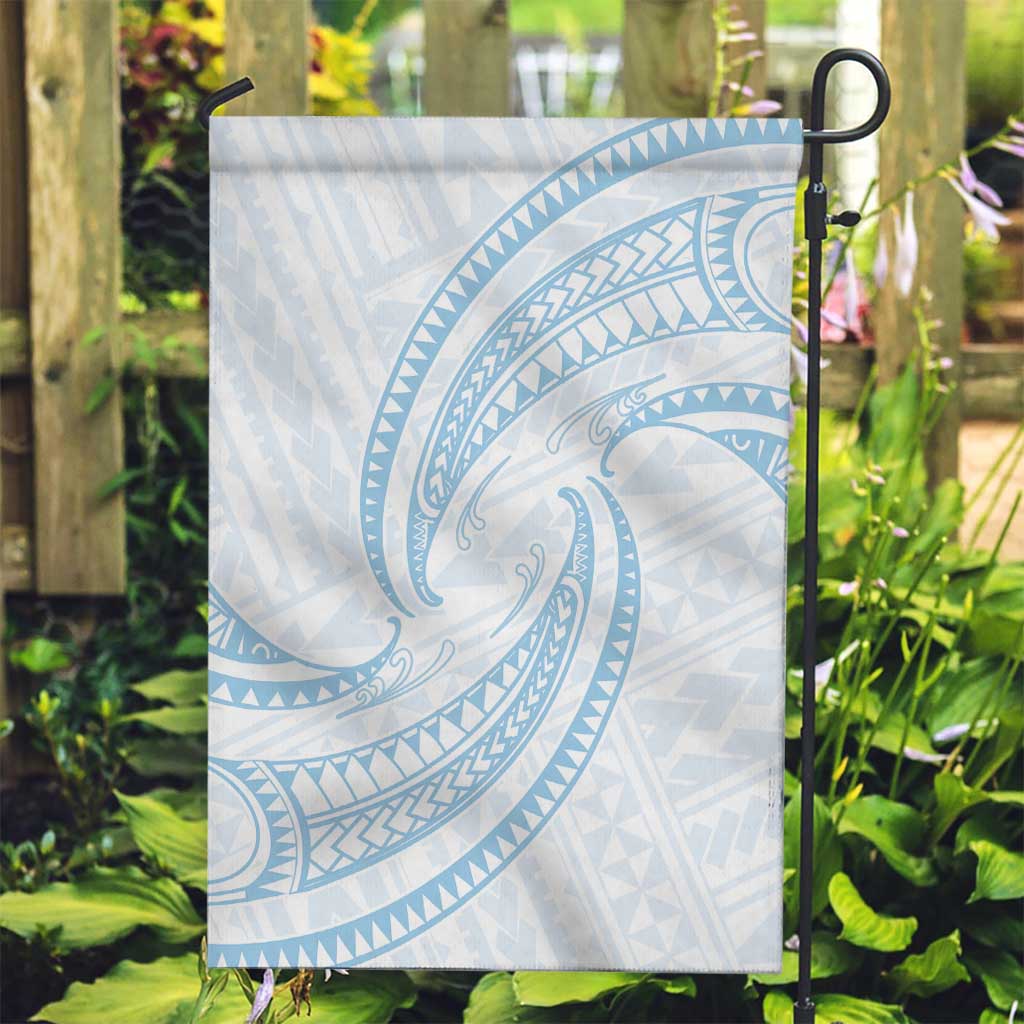 White Sunday Lotu Tamaiti Garden Flag Polynesian Wave Pastel Sky Blue - Polynesian Pride
