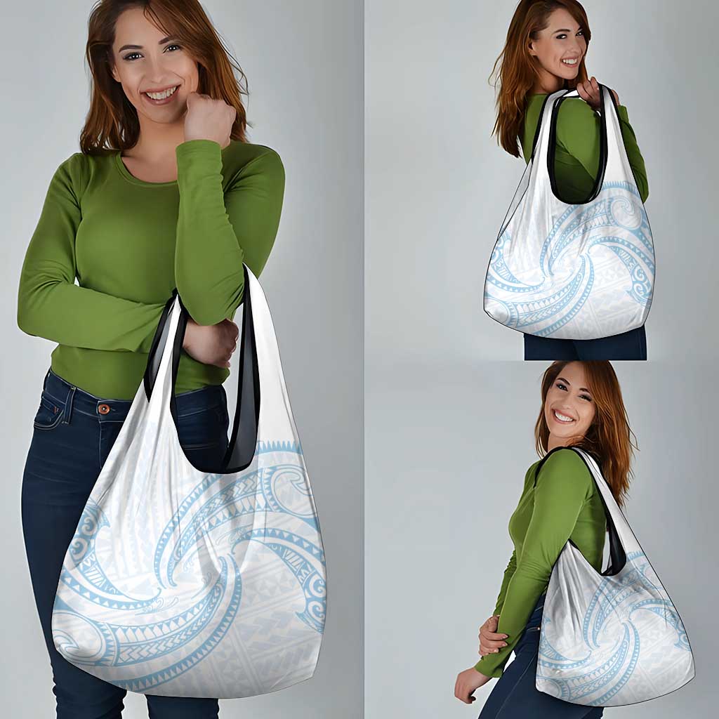 White Sunday Lotu Tamaiti Grocery Bag Polynesian Wave Pastel Sky Blue - Polynesian Pride