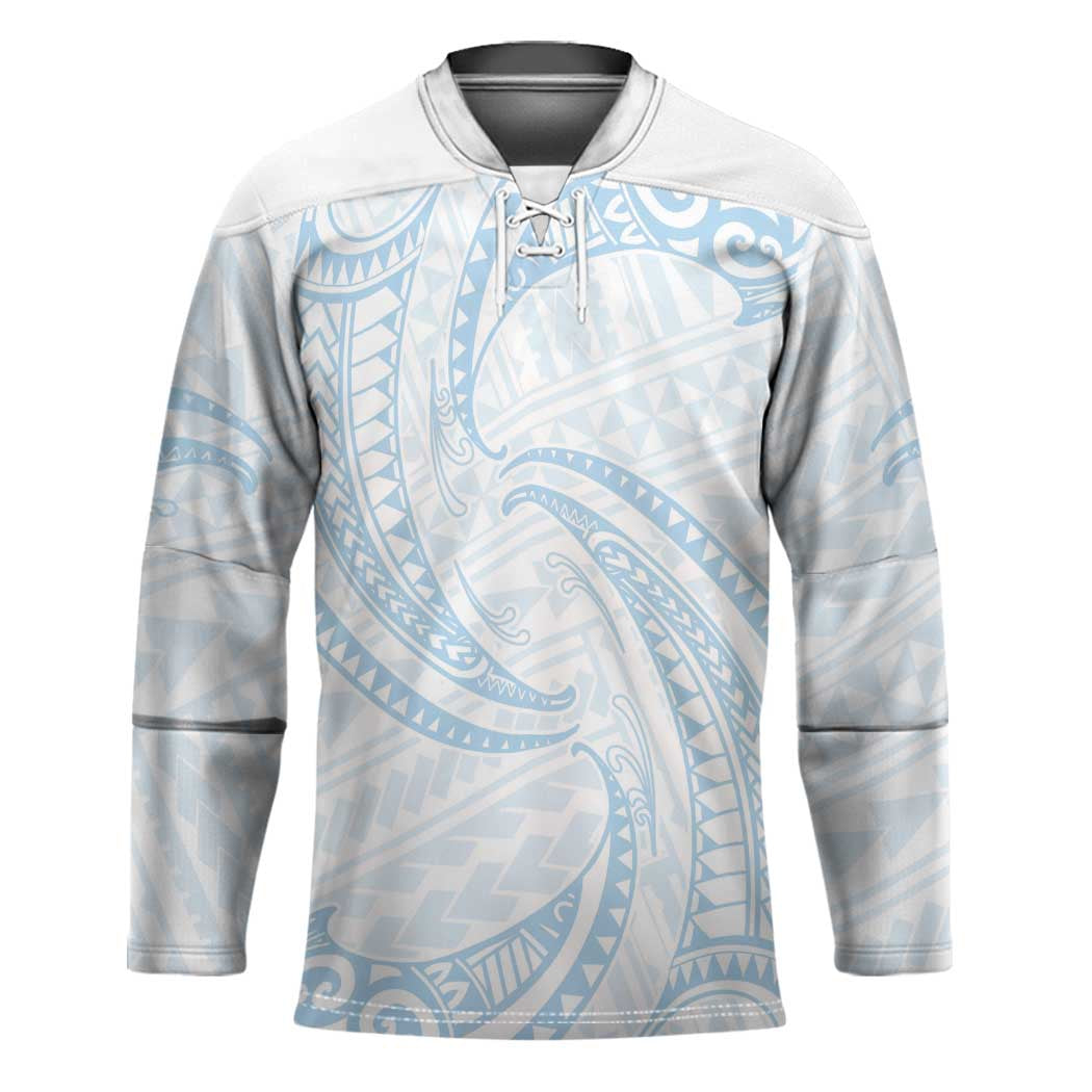 White Sunday Lotu Tamaiti Hockey Jersey Polynesian Wave Pastel Sky Blue - Polynesian Pride