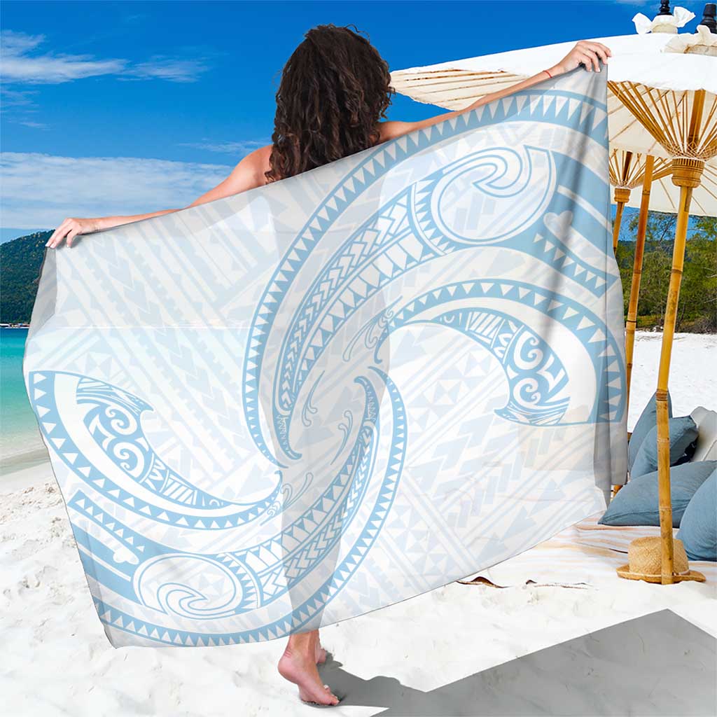 White Sunday Lotu Tamaiti Sarong Polynesian Wave Pastel Sky Blue - Polynesian Pride
