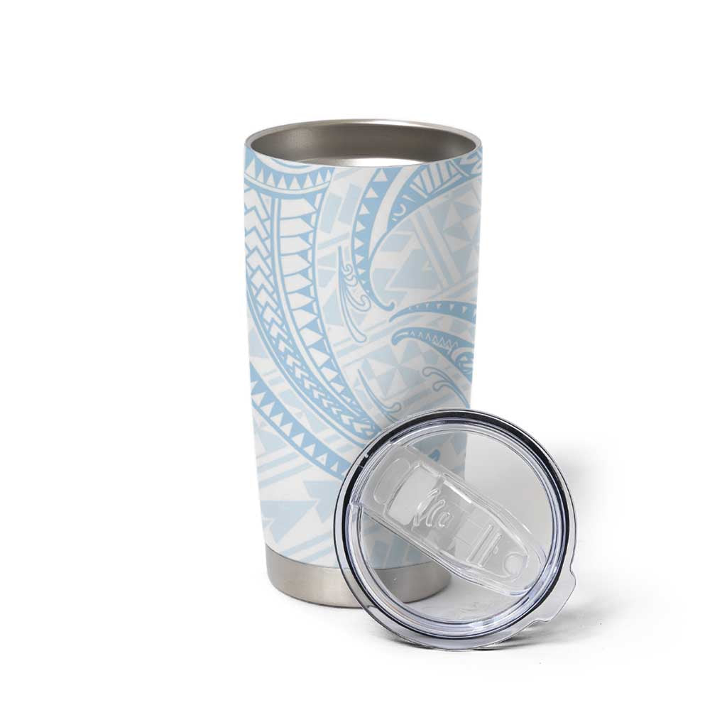 White Sunday Lotu Tamaiti Tumbler Cup Polynesian Wave Pastel Sky Blue - Polynesian Pride