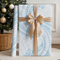 White Sunday Lotu Tamaiti Wrapping Paper Polynesian Wave Pastel Sky Blue - Polynesian Pride