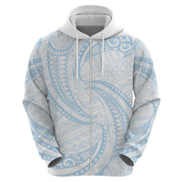 White Sunday Lotu Tamaiti Zip Hoodie Polynesian Wave Pastel Sky Blue - Polynesian Pride