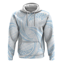 White Sunday Lotu Tamaiti Zip Hoodie Polynesian Wave Pastel Sky Blue - Polynesian Pride