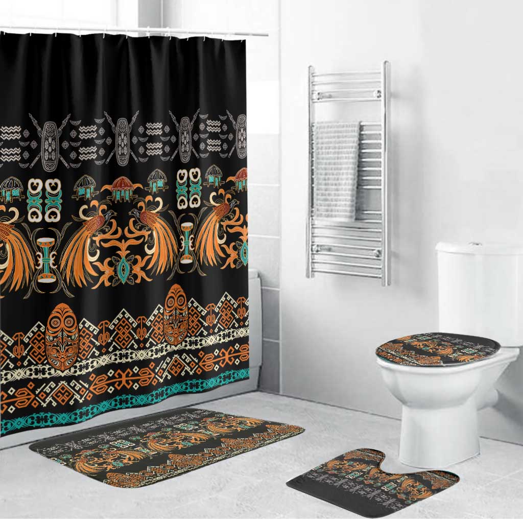 Black Batik Papua-inspired Pattern Bathroom Set - Polynesian Pride