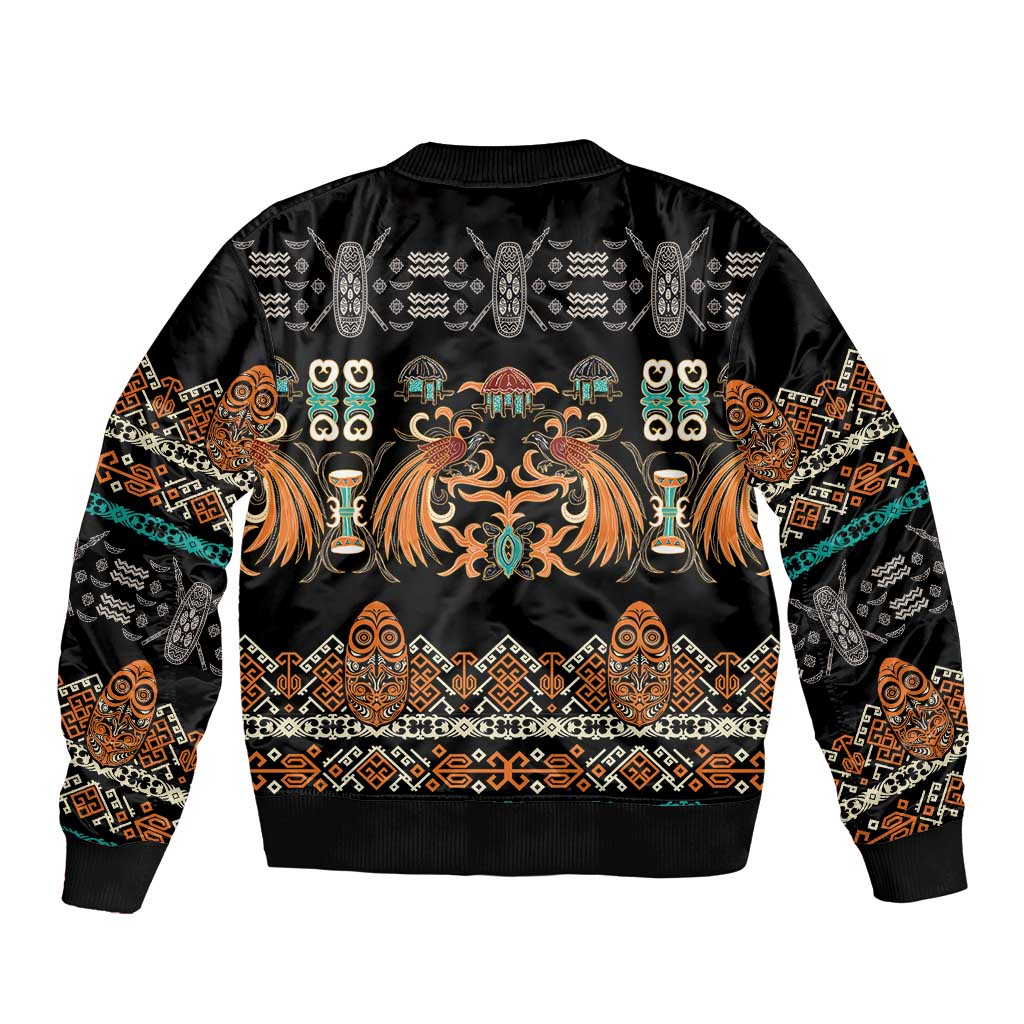 Black Batik Papua-inspired Pattern Bomber Jacket - Polynesian Pride