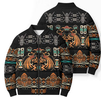 Black Batik Papua-inspired Pattern Bomber Puffer Jacket - Polynesian Pride