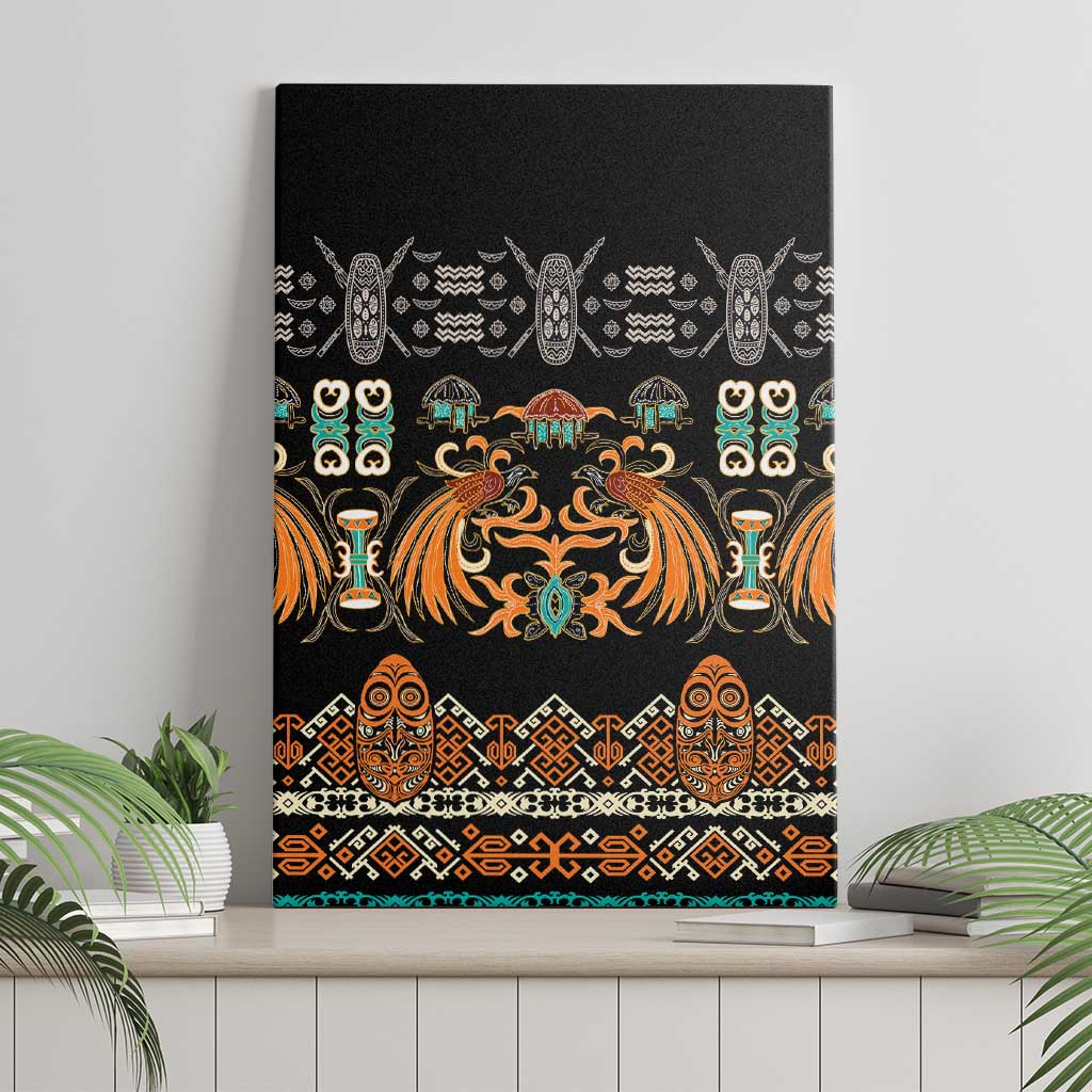 Black Batik Papua-inspired Pattern Canvas Wall Art - Polynesian Pride