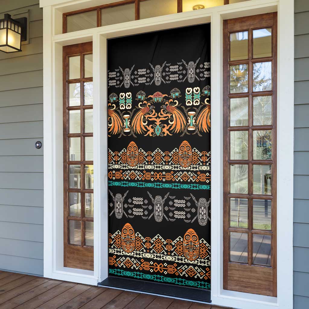 Black Batik Papua-inspired Pattern Door Cover LT9 - Polynesian Pride