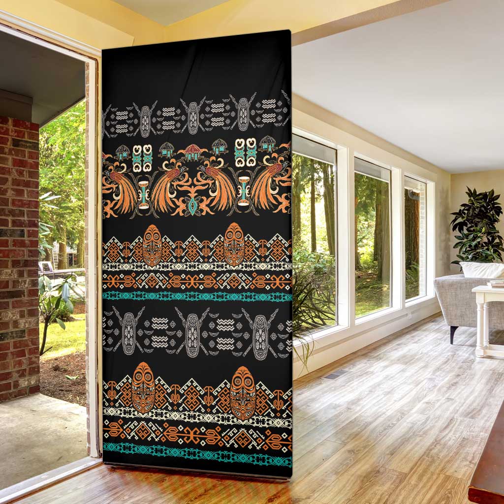 Black Batik Papua-inspired Pattern Door Cover LT9 - Polynesian Pride