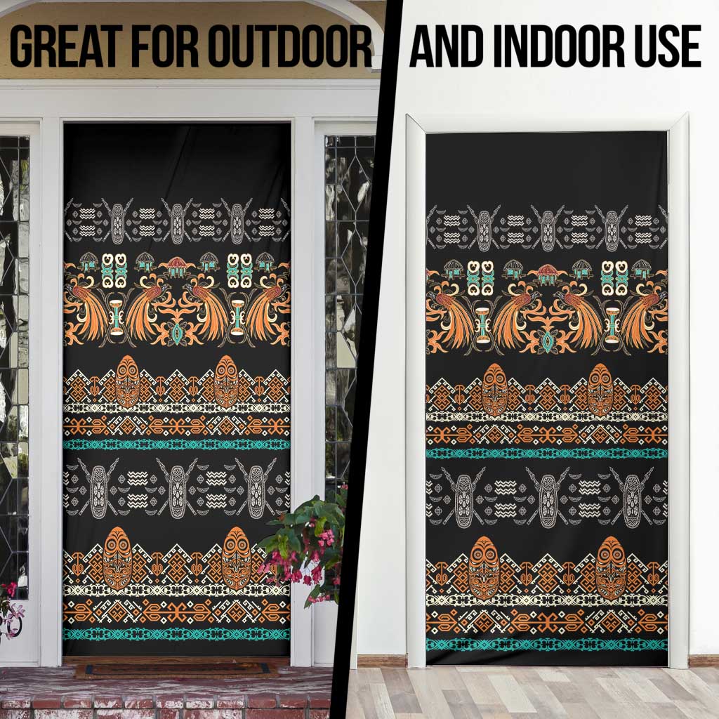 Black Batik Papua-inspired Pattern Door Cover LT9 - Polynesian Pride