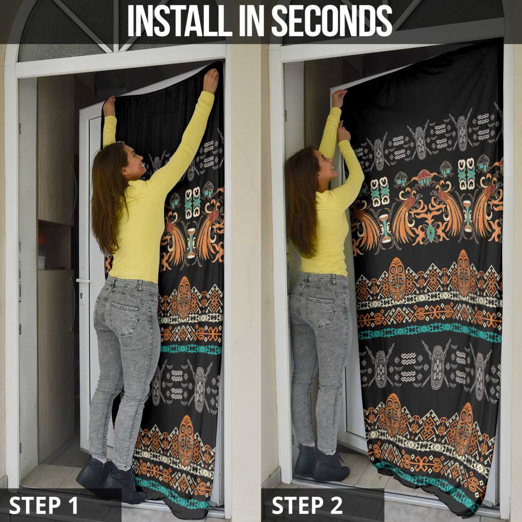 Black Batik Papua-inspired Pattern Door Cover LT9 - Polynesian Pride