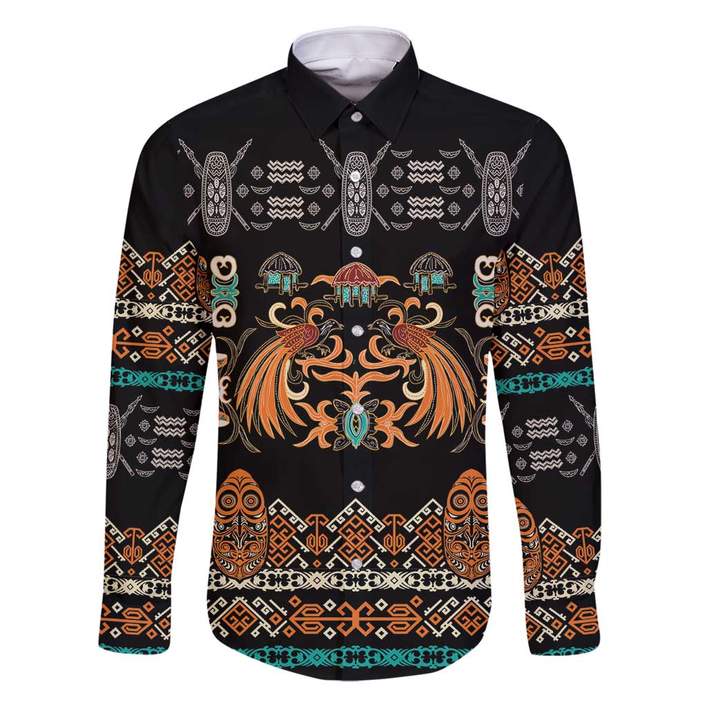 Black Batik Papua-inspired Pattern Family Matching Long Sleeve Bodycon Dress and Hawaiian Shirt - Polynesian Pride