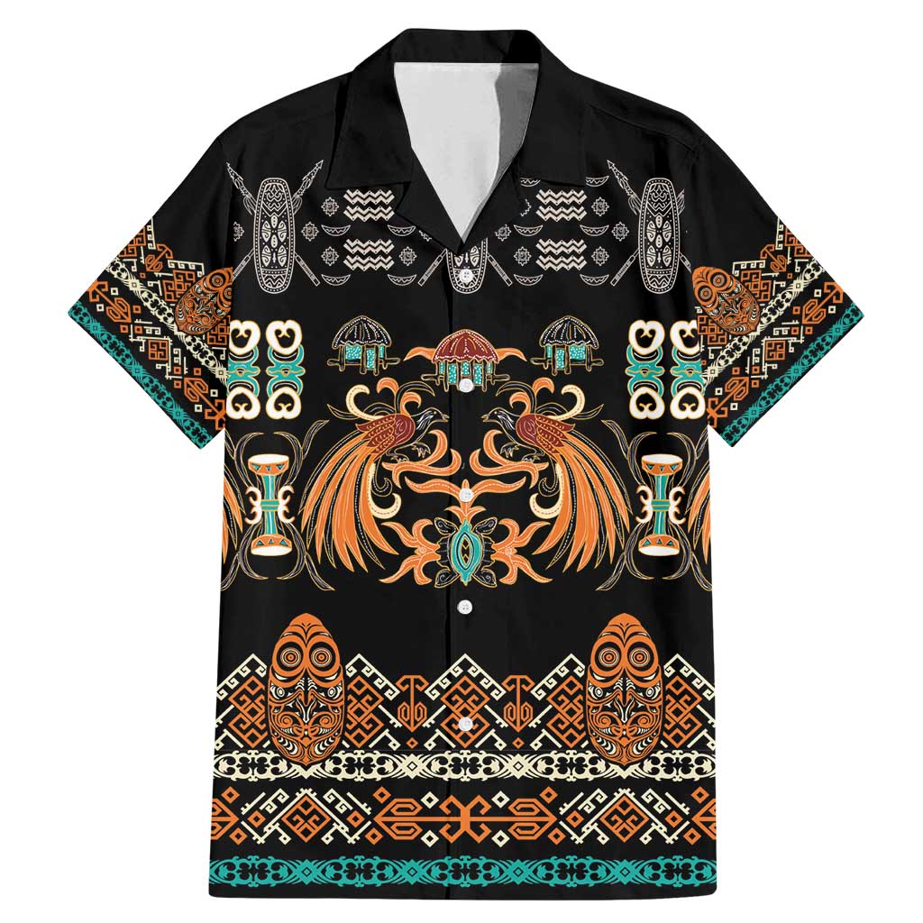 Black Batik Papua-inspired Pattern Family Matching Mermaid Dress and Hawaiian Shirt - Polynesian Pride