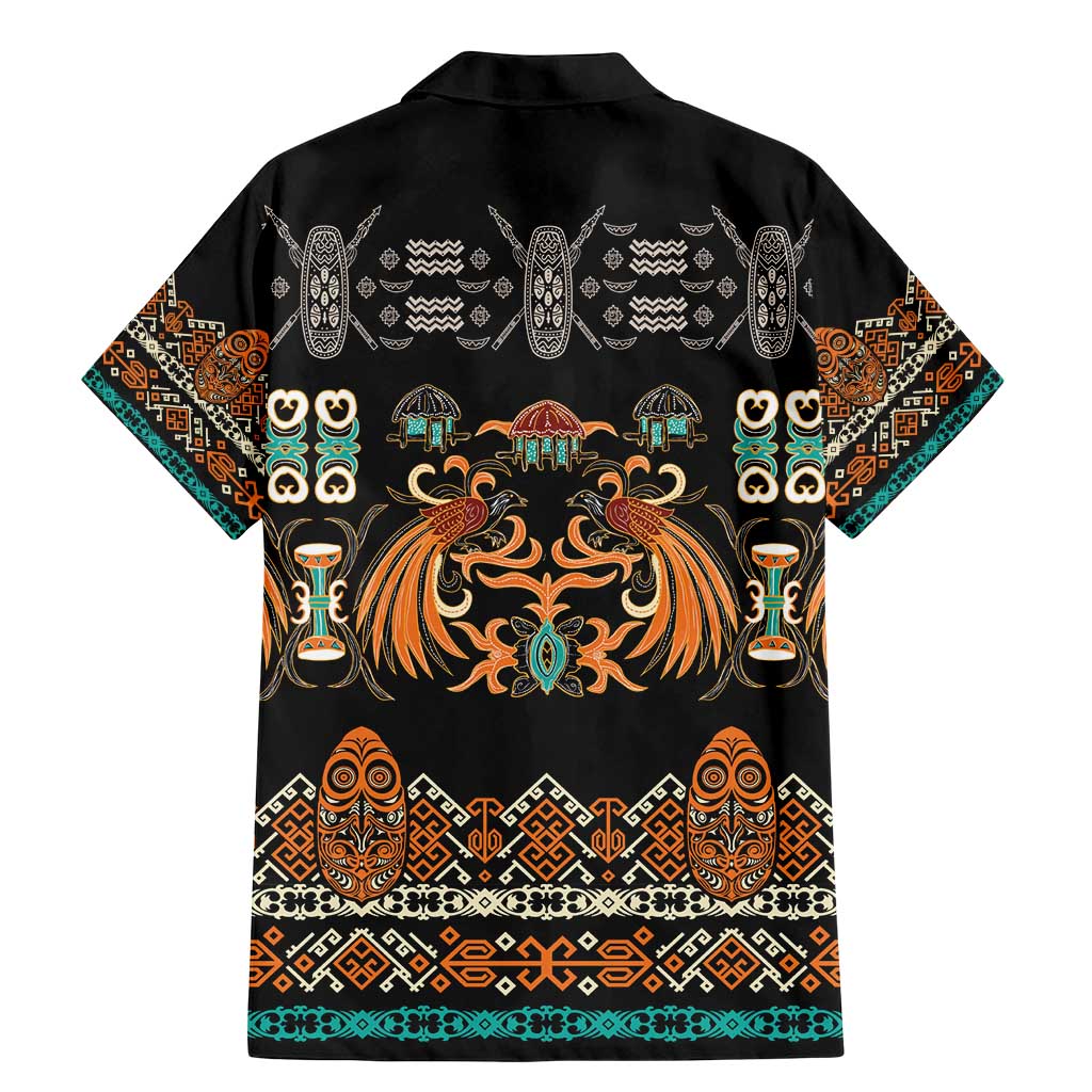 Black Batik Papua-inspired Pattern Family Matching Mermaid Dress and Hawaiian Shirt - Polynesian Pride
