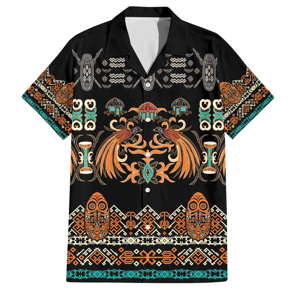 Black Batik Papua-inspired Pattern Family Matching Short Sleeve Bodycon Dress and Hawaiian Shirt - Polynesian Pride