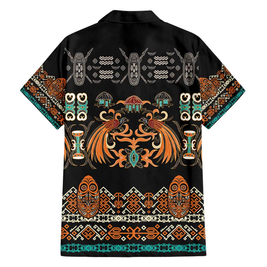 Black Batik Papua-inspired Pattern Family Matching Short Sleeve Bodycon Dress and Hawaiian Shirt - Polynesian Pride