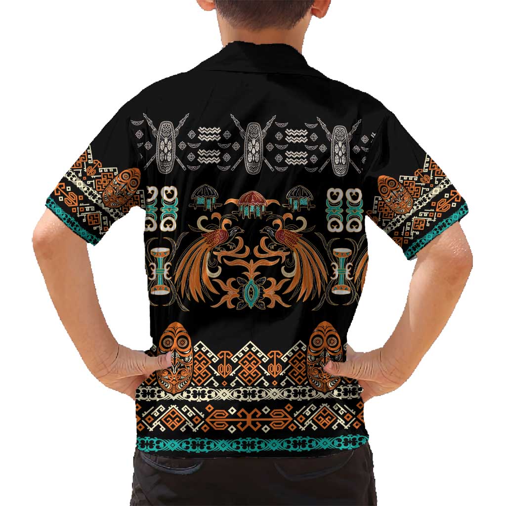 Black Batik Papua-inspired Pattern Family Matching Summer Maxi Dress and Hawaiian Shirt - Polynesian Pride