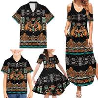 Black Batik Papua-inspired Pattern Family Matching Summer Maxi Dress and Hawaiian Shirt - Polynesian Pride