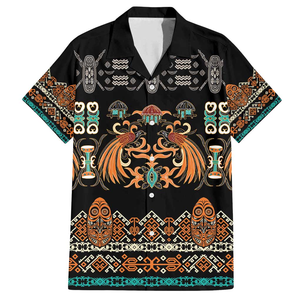 Black Batik Papua-inspired Pattern Family Matching Summer Maxi Dress and Hawaiian Shirt - Polynesian Pride