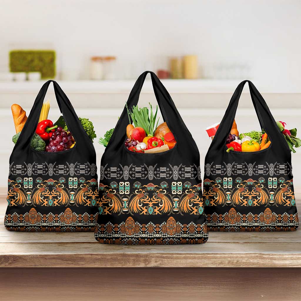 Black Batik Papua-inspired Pattern Grocery Bag - Polynesian Pride