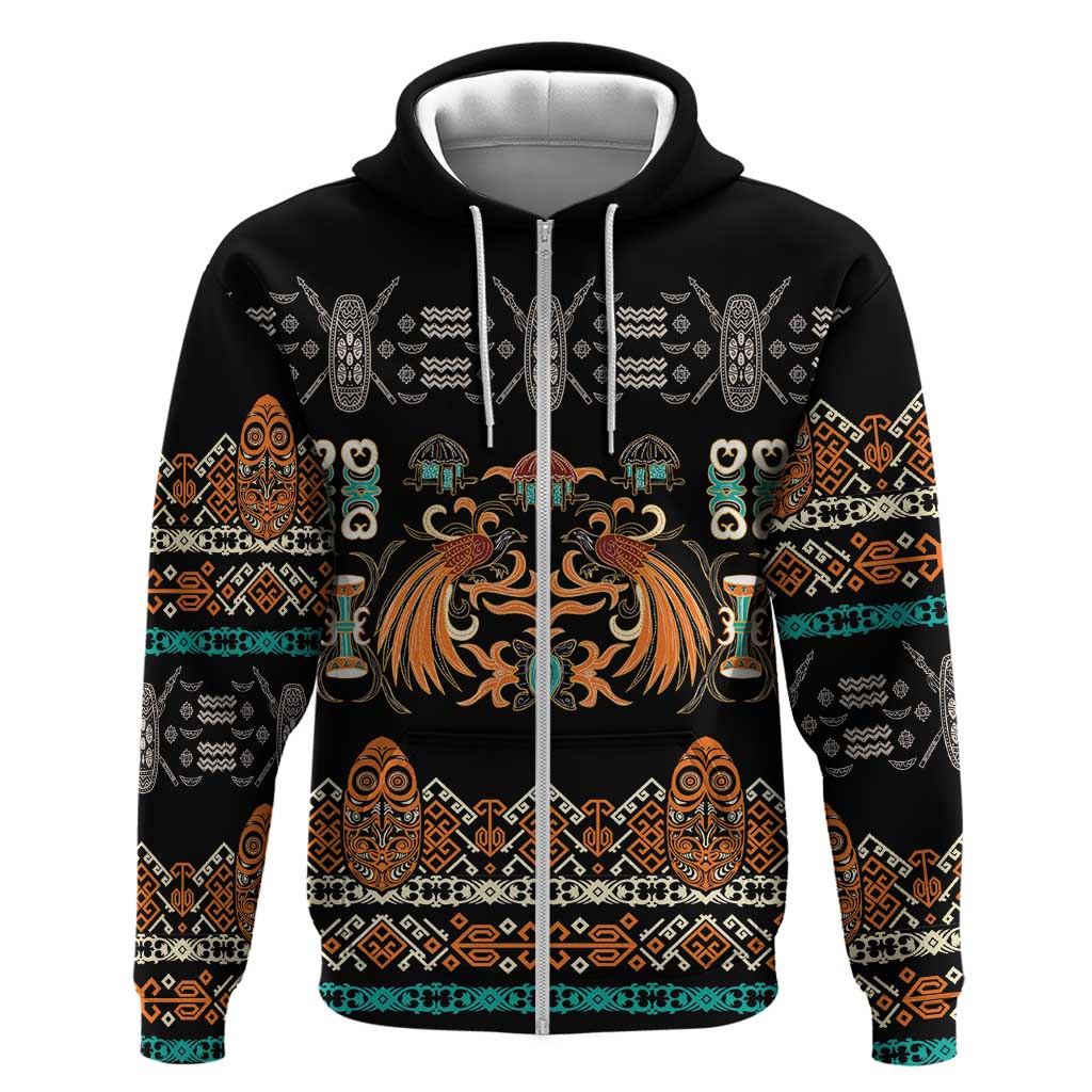 Black Batik Papua-inspired Pattern Hoodie - Polynesian Pride
