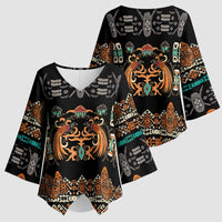 Black Batik Papua-inspired Pattern Kimono Sleeve Blouse - Polynesian Pride