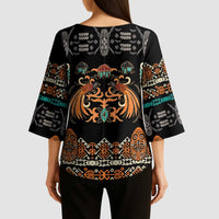 Black Batik Papua-inspired Pattern Kimono Sleeve Blouse - Polynesian Pride