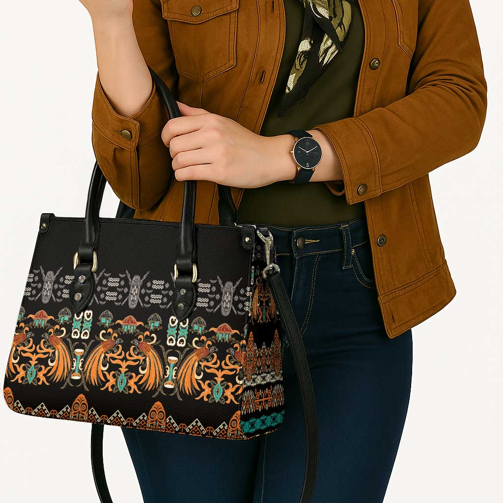 Black Batik Papua-inspired Pattern Leather Bag - Polynesian Pride