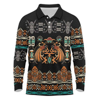 Black Batik Papua-inspired Pattern Long Sleeve Polo Shirt - Polynesian Pride