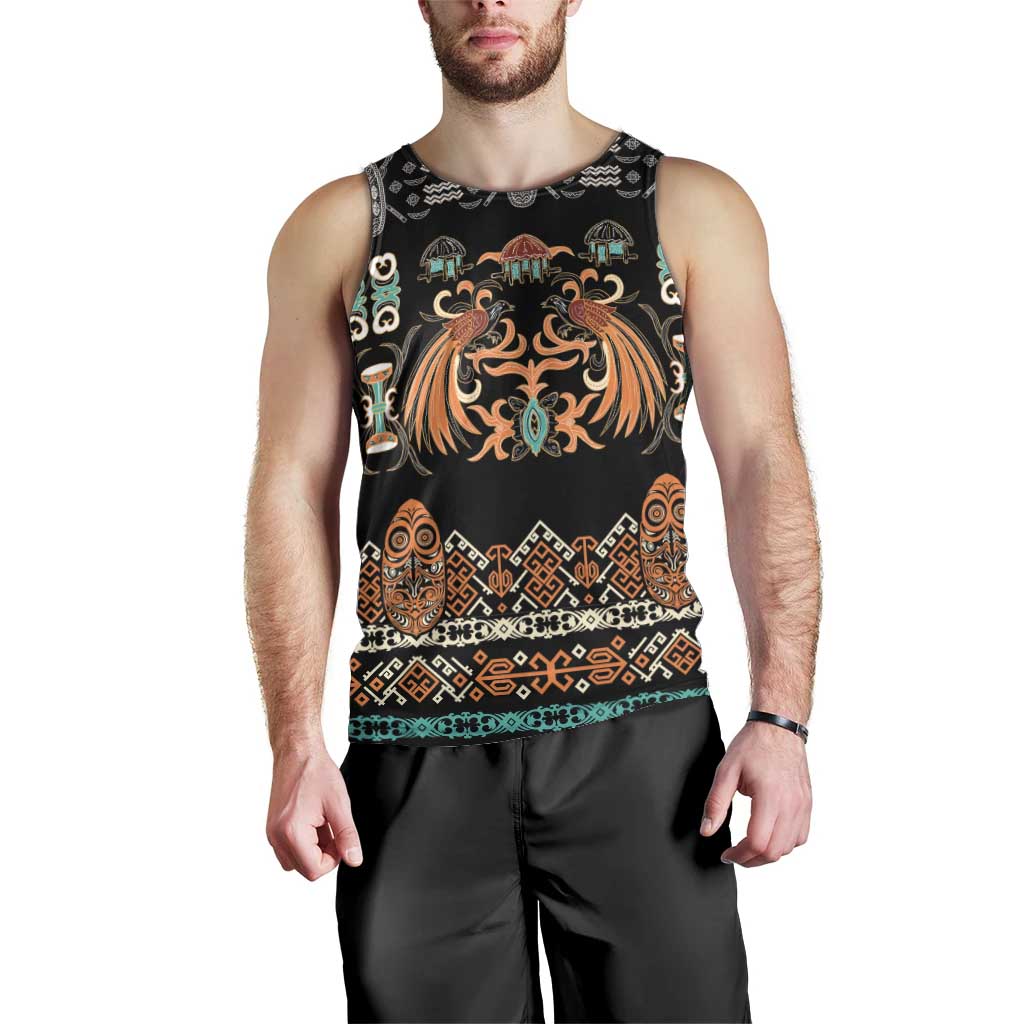 Black Batik Papua-inspired Pattern Men Tank Top - Polynesian Pride