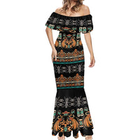 Black Batik Papua-inspired Pattern Mermaid Dress - Polynesian Pride