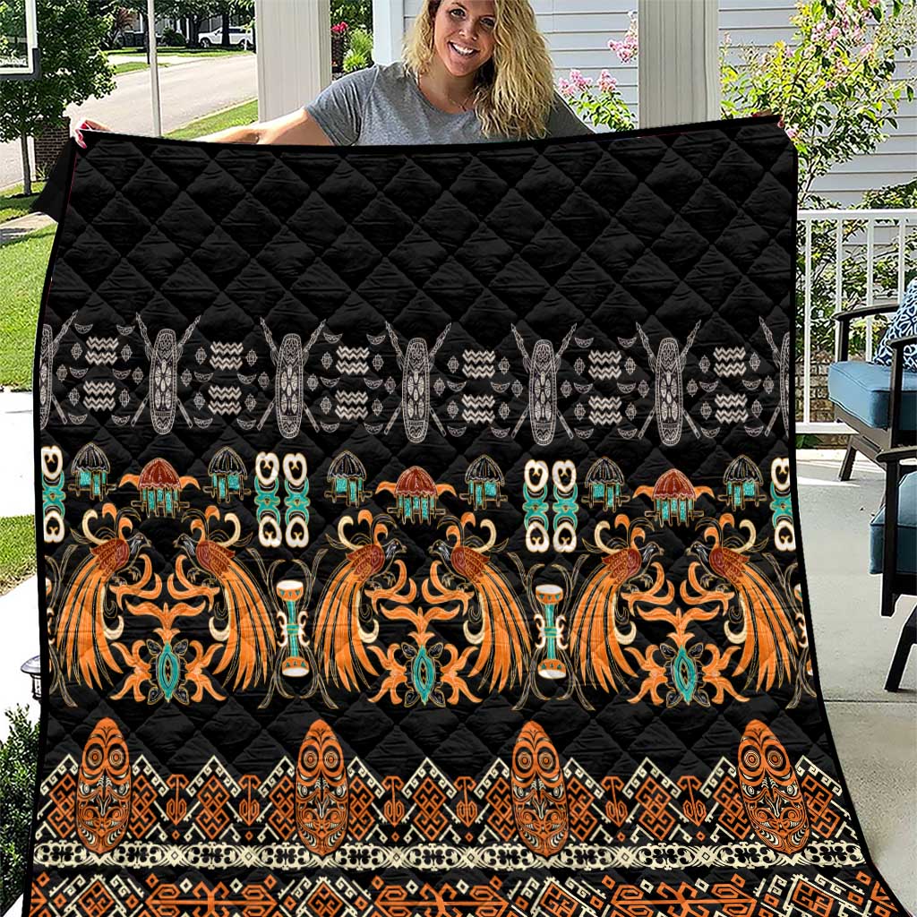 Black Batik Papua-inspired Pattern Quilt - Polynesian Pride