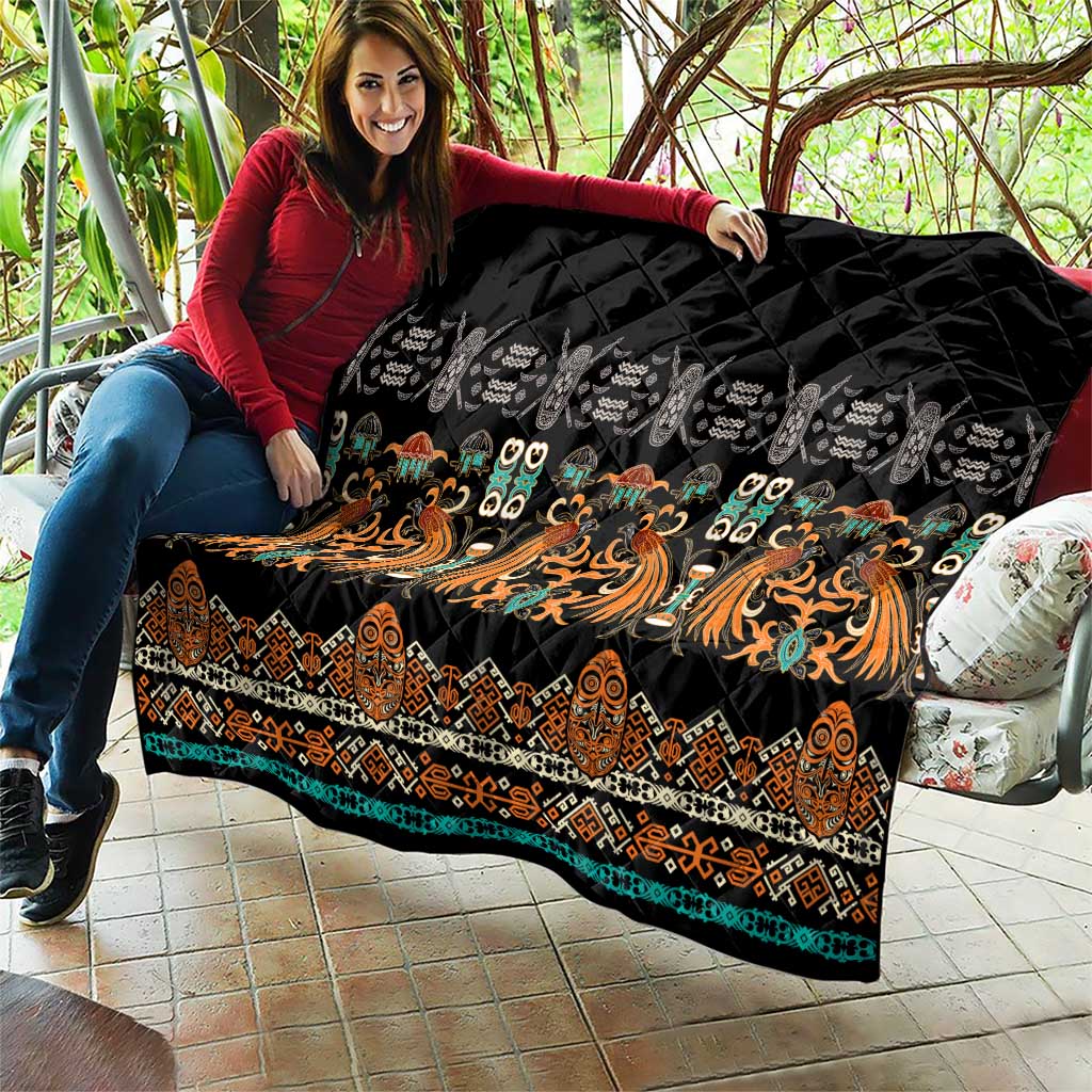 Black Batik Papua-inspired Pattern Quilt - Polynesian Pride