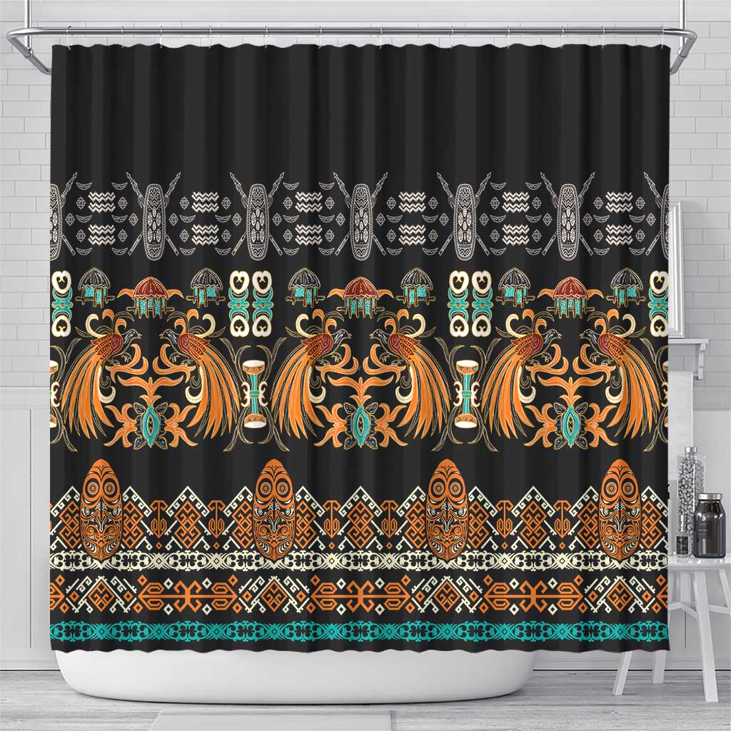 Black Batik Papua-inspired Pattern Shower Curtain LT9 - Polynesian Pride
