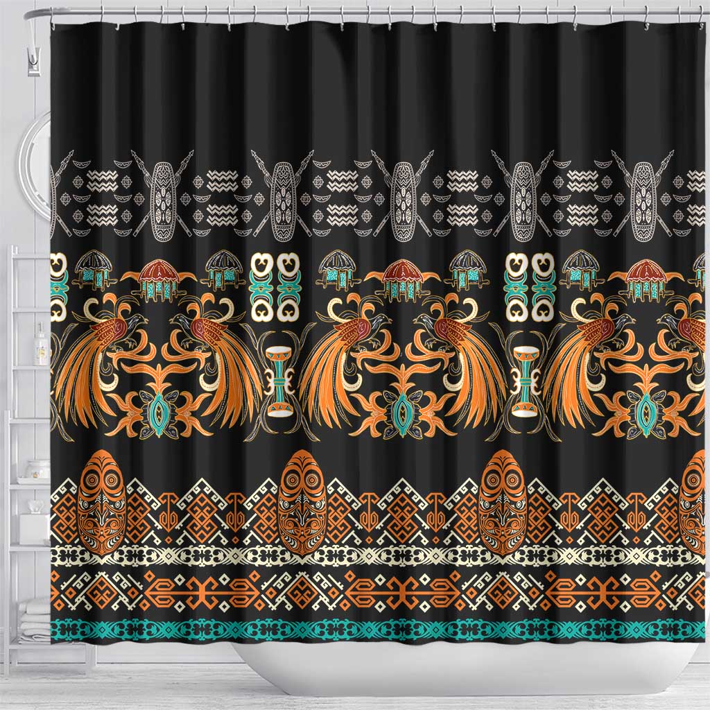 Black Batik Papua-inspired Pattern Shower Curtain LT9 - Polynesian Pride