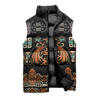 Black Batik Papua-inspired Pattern Sleeveless Puffer Jacket - Polynesian Pride