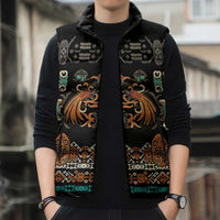 Black Batik Papua-inspired Pattern Sleeveless Puffer Jacket - Polynesian Pride