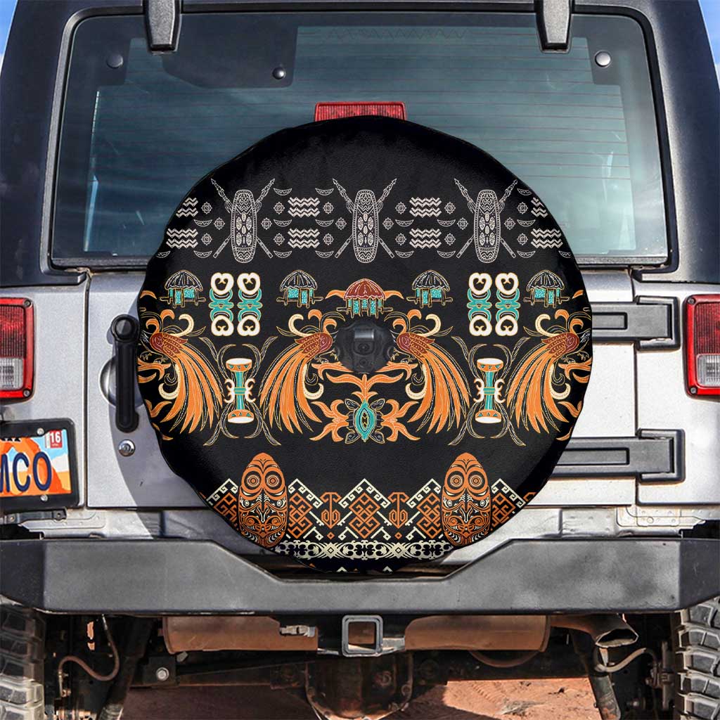 Black Batik Papua-inspired Pattern Spare Tire Cover - Polynesian Pride