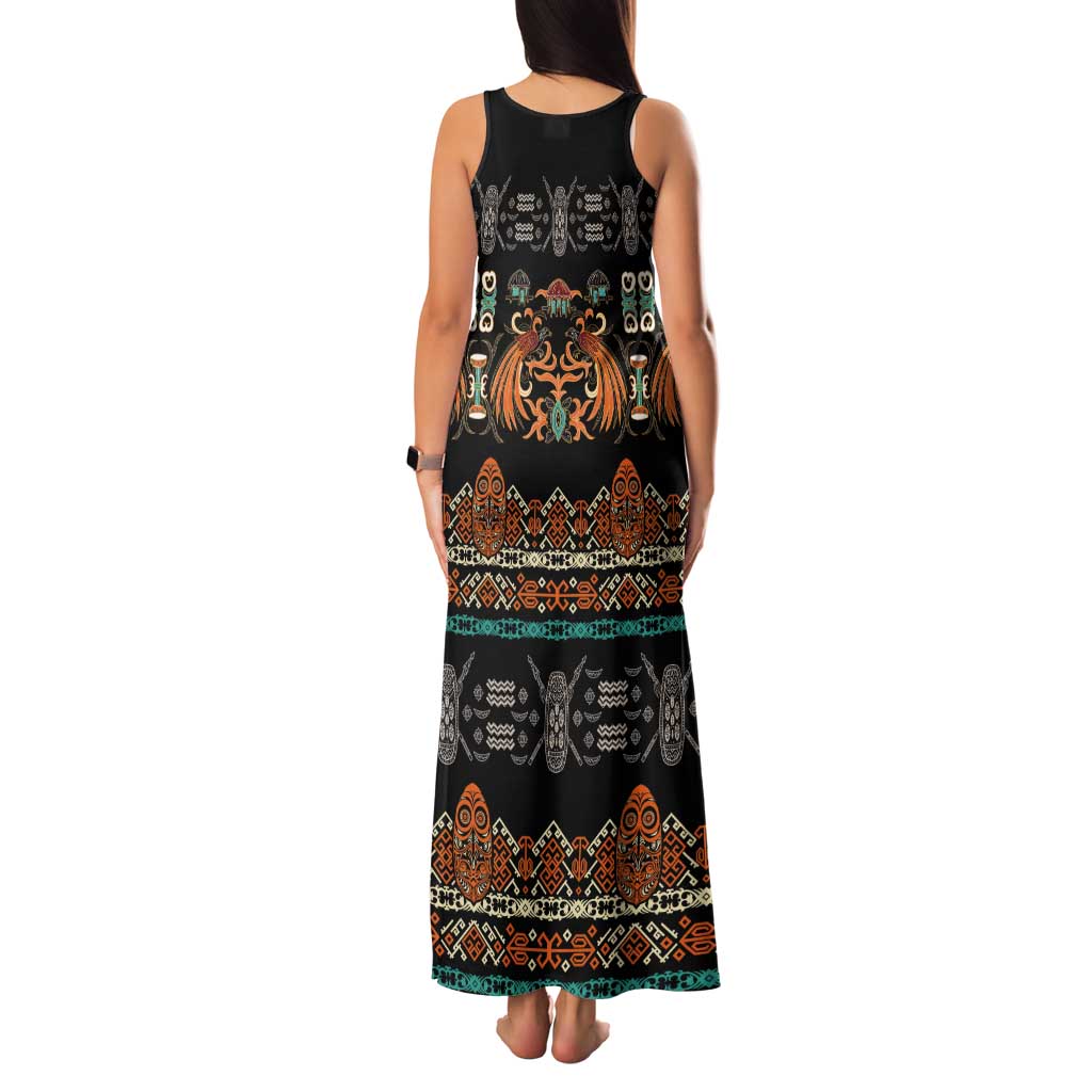 Black Batik Papua-inspired Pattern Tank Maxi Dress - Polynesian Pride