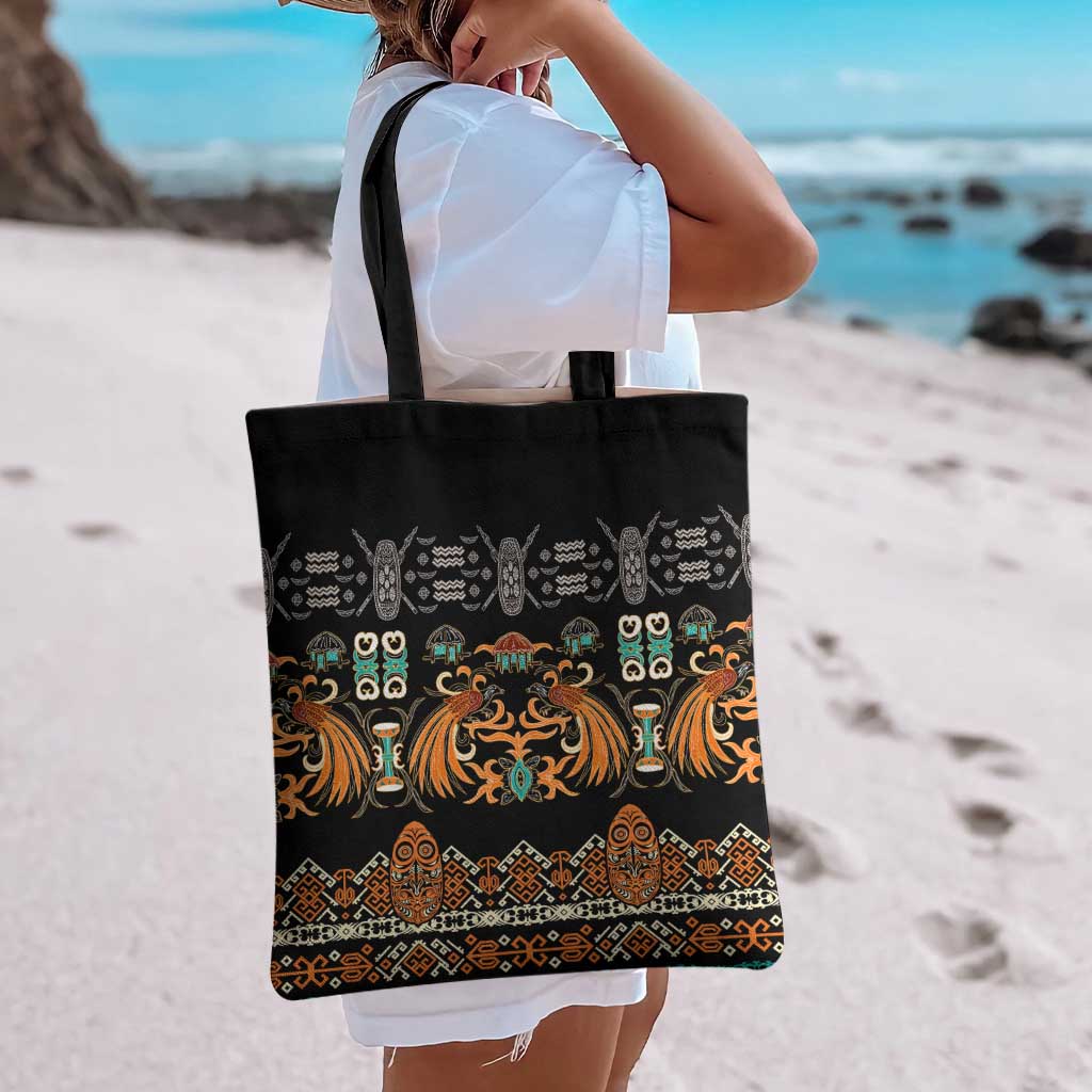 Black Batik Papua-inspired Pattern Tote Bag - Polynesian Pride