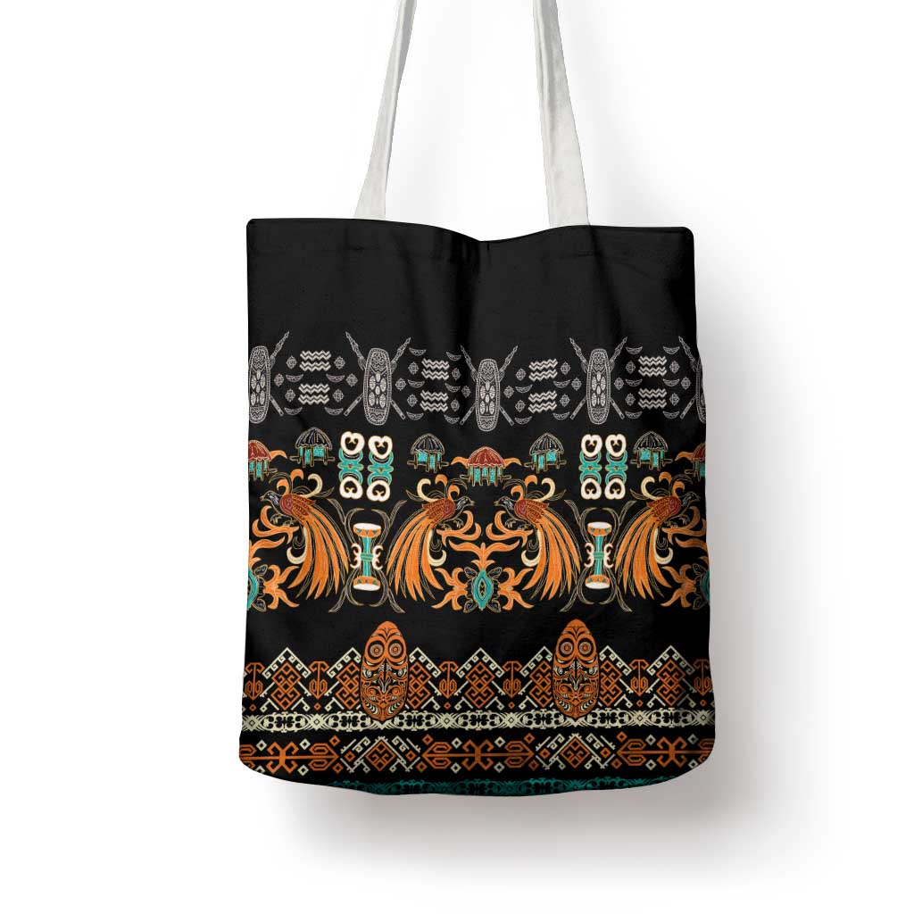Black Batik Papua-inspired Pattern Tote Bag - Polynesian Pride